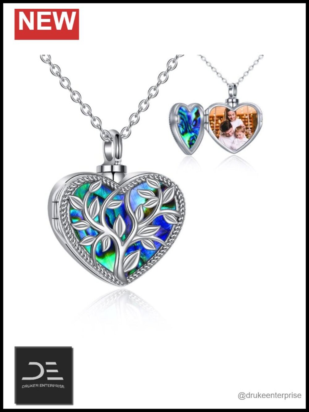 Sterling Silver Tree of Life Cremation Urn Picture Locket Necklace Memorial